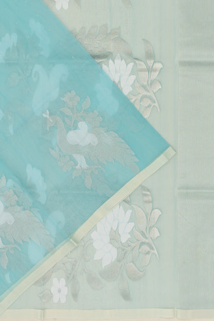 Organza Butta Sky Blue Saree