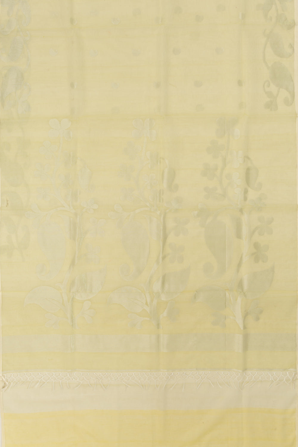 Organza Butta Lemon Yellow Saree