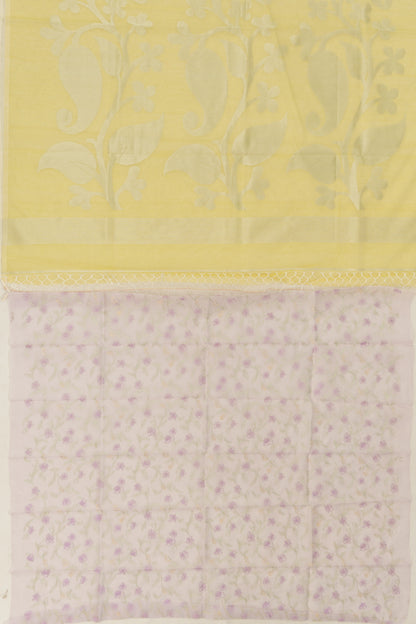 Organza Butta Lemon Yellow Saree