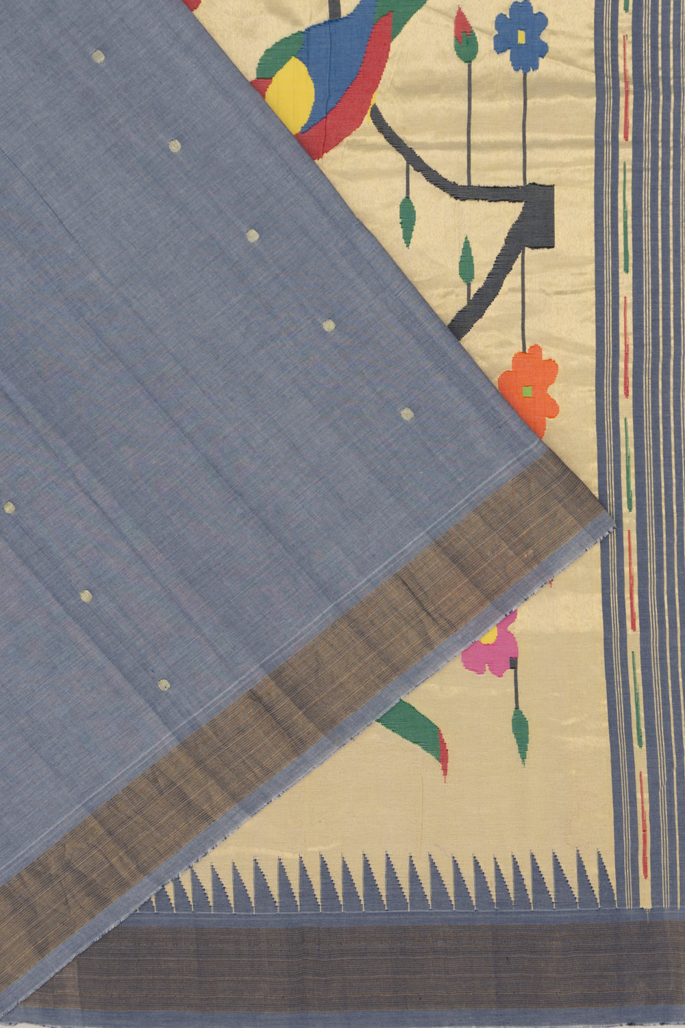 Paithani Cotton Butta Blue Saree