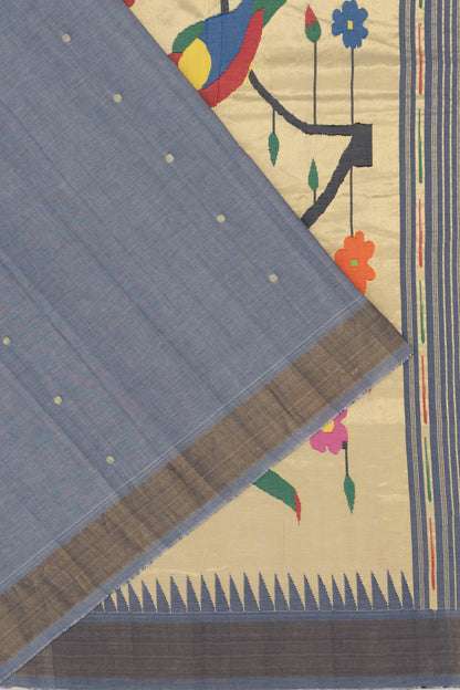 Paithani Cotton Butta Blue Saree