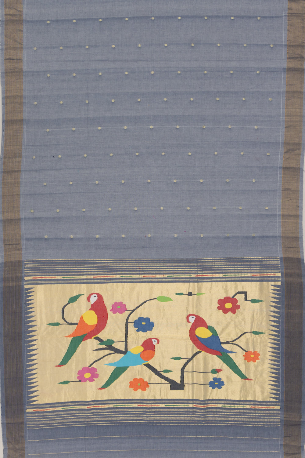 Paithani Cotton Butta Blue Saree