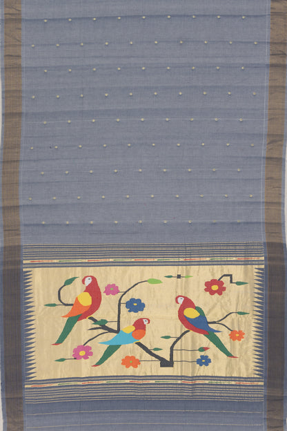 Paithani Cotton Butta Blue Saree