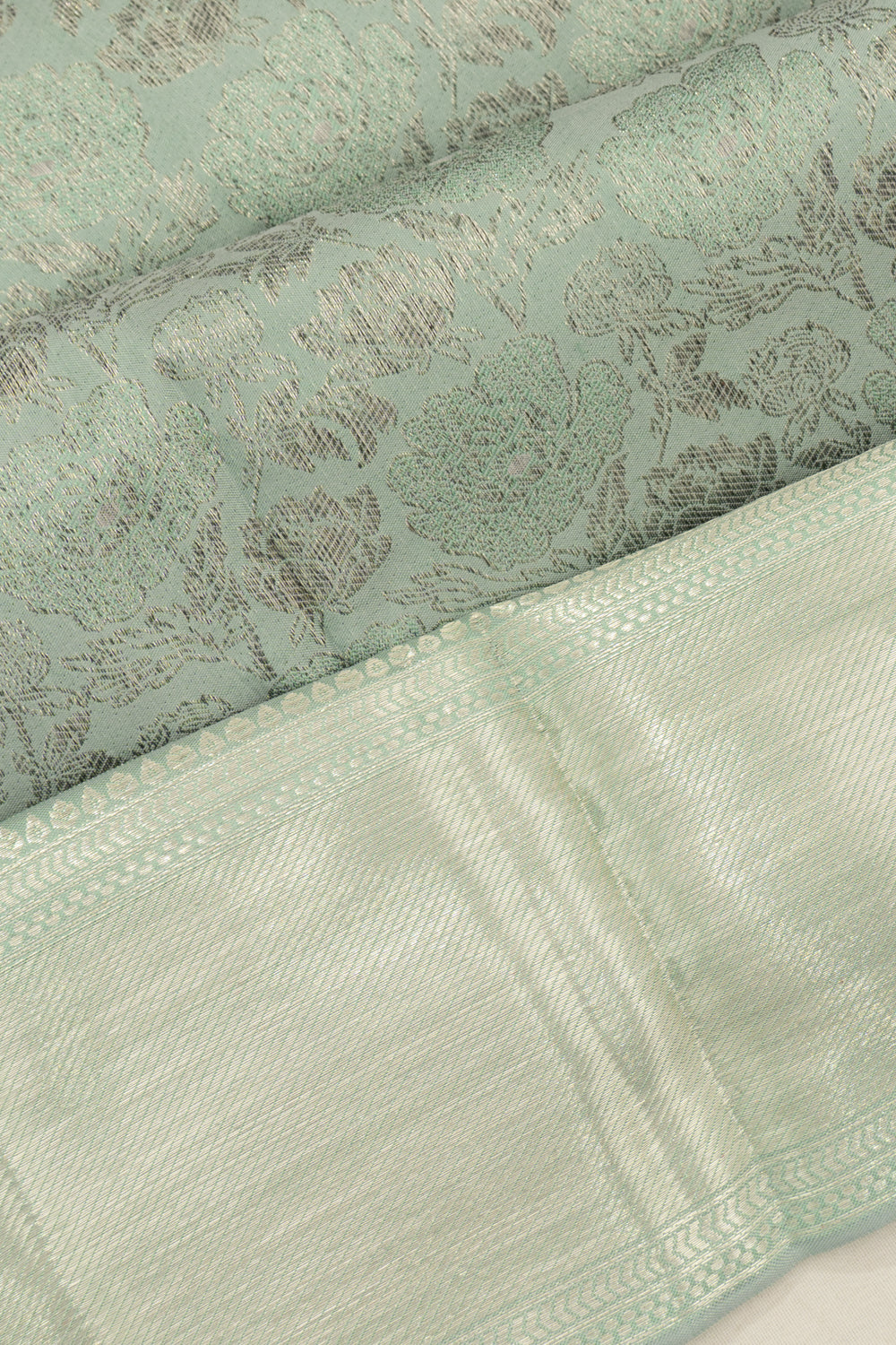 Taranga Kanchi Silk Brocade Pastel Green Saree
