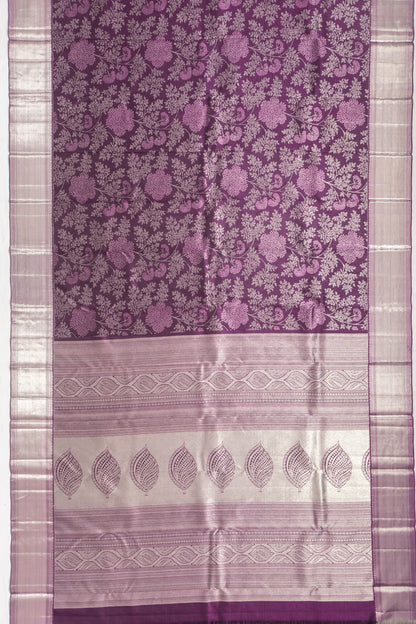 Kanchipuram Silk Brocade Purple Saree With Gift Box And Rakhi