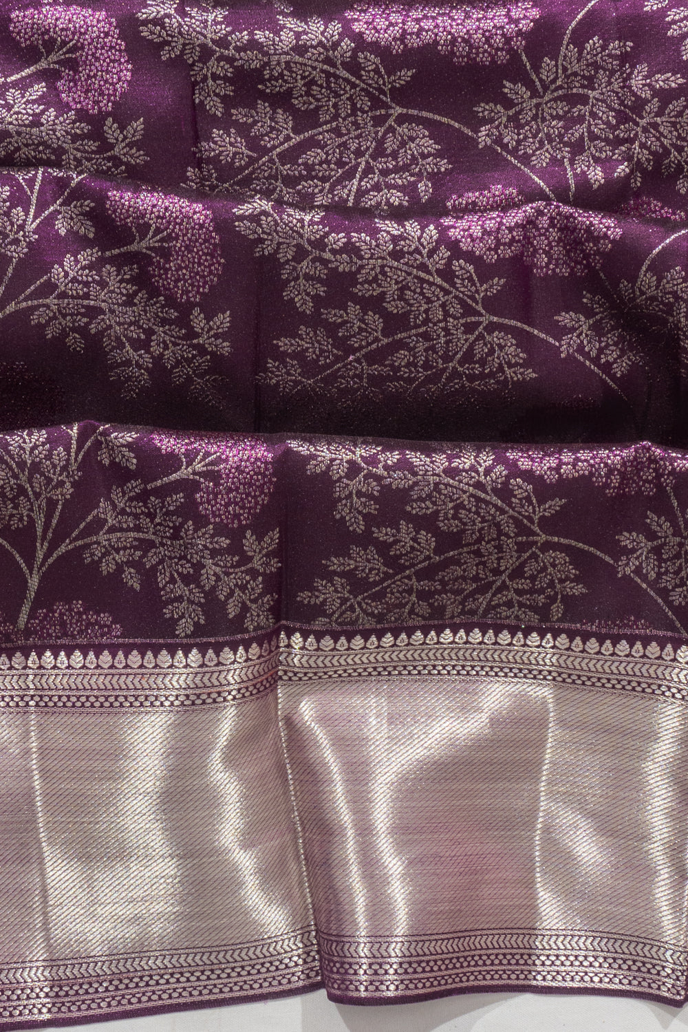 Kanchipuram Silk Brocade Purple Saree With Gift Box And Rakhi