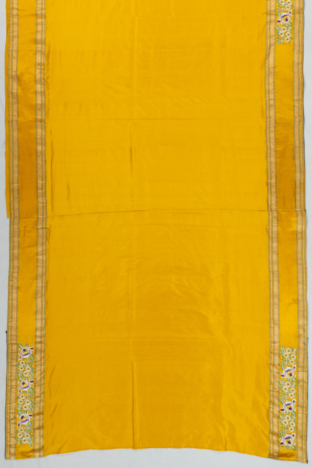 Parsi Gara Banarasi Silk Plain Yellow Saree