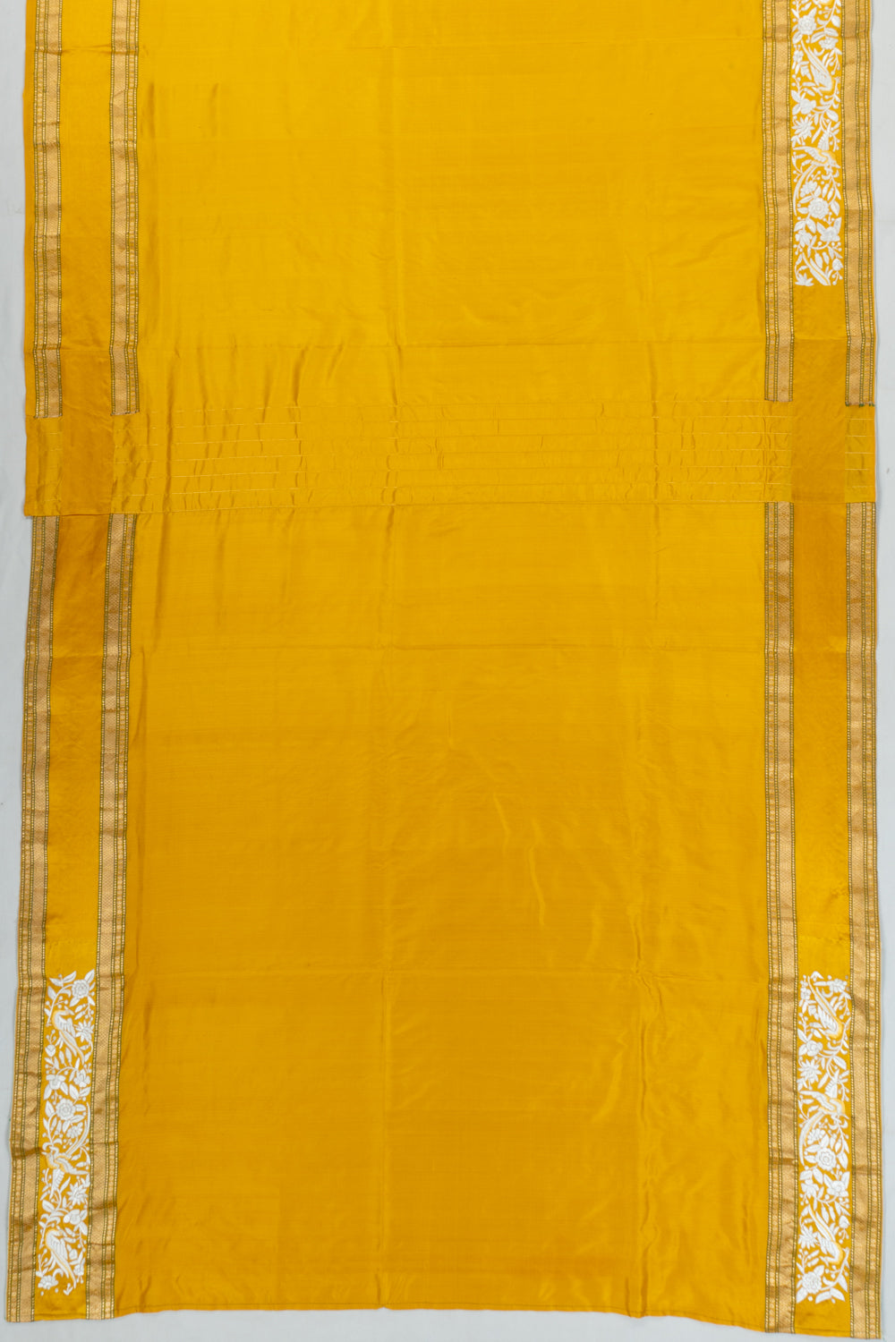 Parsi Gara Banarasi Silk Plain Yellow Saree