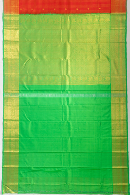 Kanchipuram Silk Checks And Butta Red Saree With Gift Box And Rakhi
