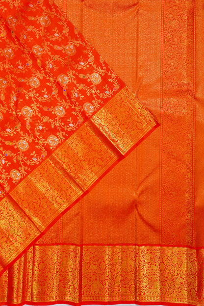 Kanchipuram Silk Brocade Red Saree