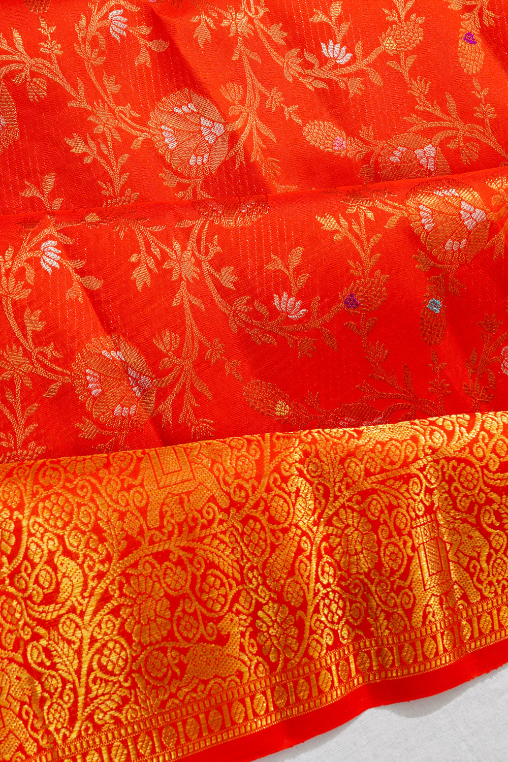Kanchipuram Silk Brocade Red Saree
