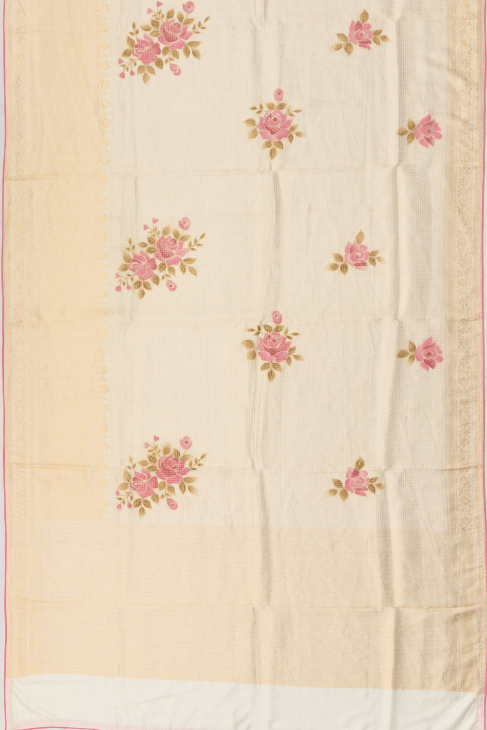 Kanchipuram Silk Brocade Cream Saree