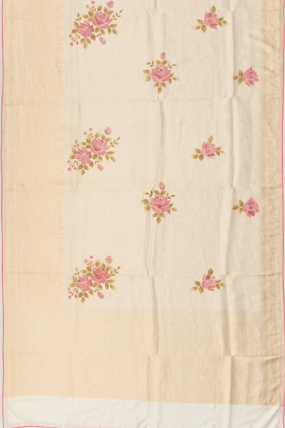 Kanchipuram Silk Brocade Cream Saree