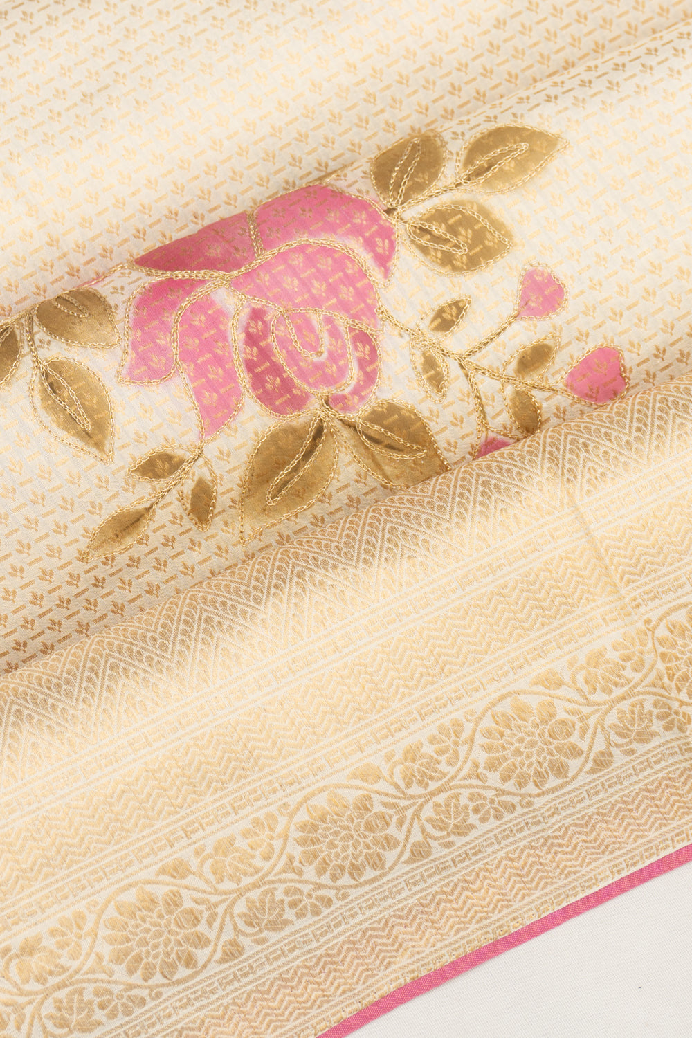 Kanchipuram Silk Brocade Cream Saree