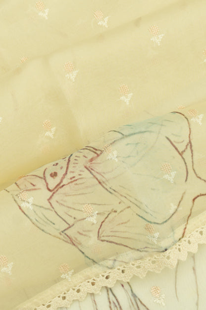 Organza Printed And Butta Cream Saree