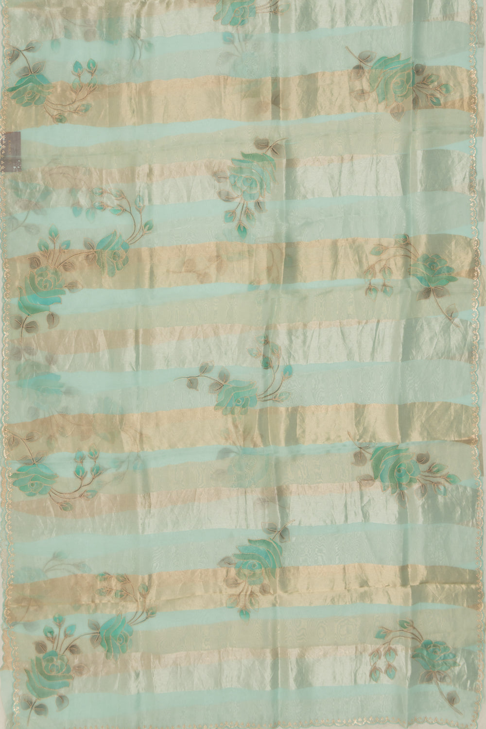Organza Vertical Lines Sky Blue Saree