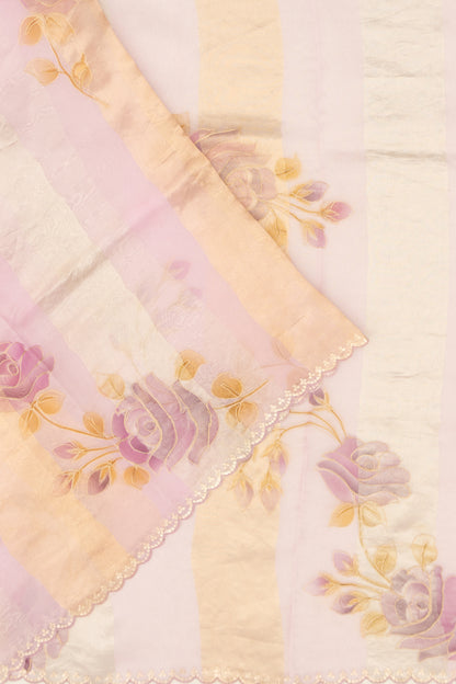 Organza Vertical Lines Lavender Saree