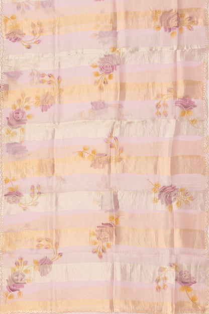 Organza Vertical Lines Lavender Saree