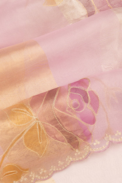 Organza Vertical Lines Lavender Saree