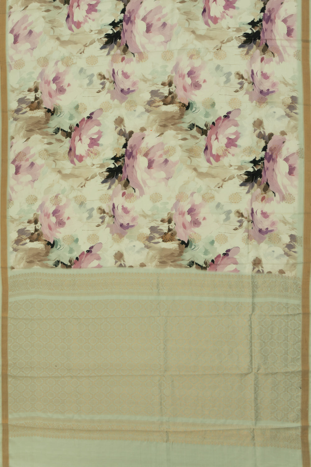 Coimbatore Soft Silk Floral Printed Cream Saree