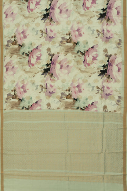Coimbatore Soft Silk Floral Printed Cream Saree