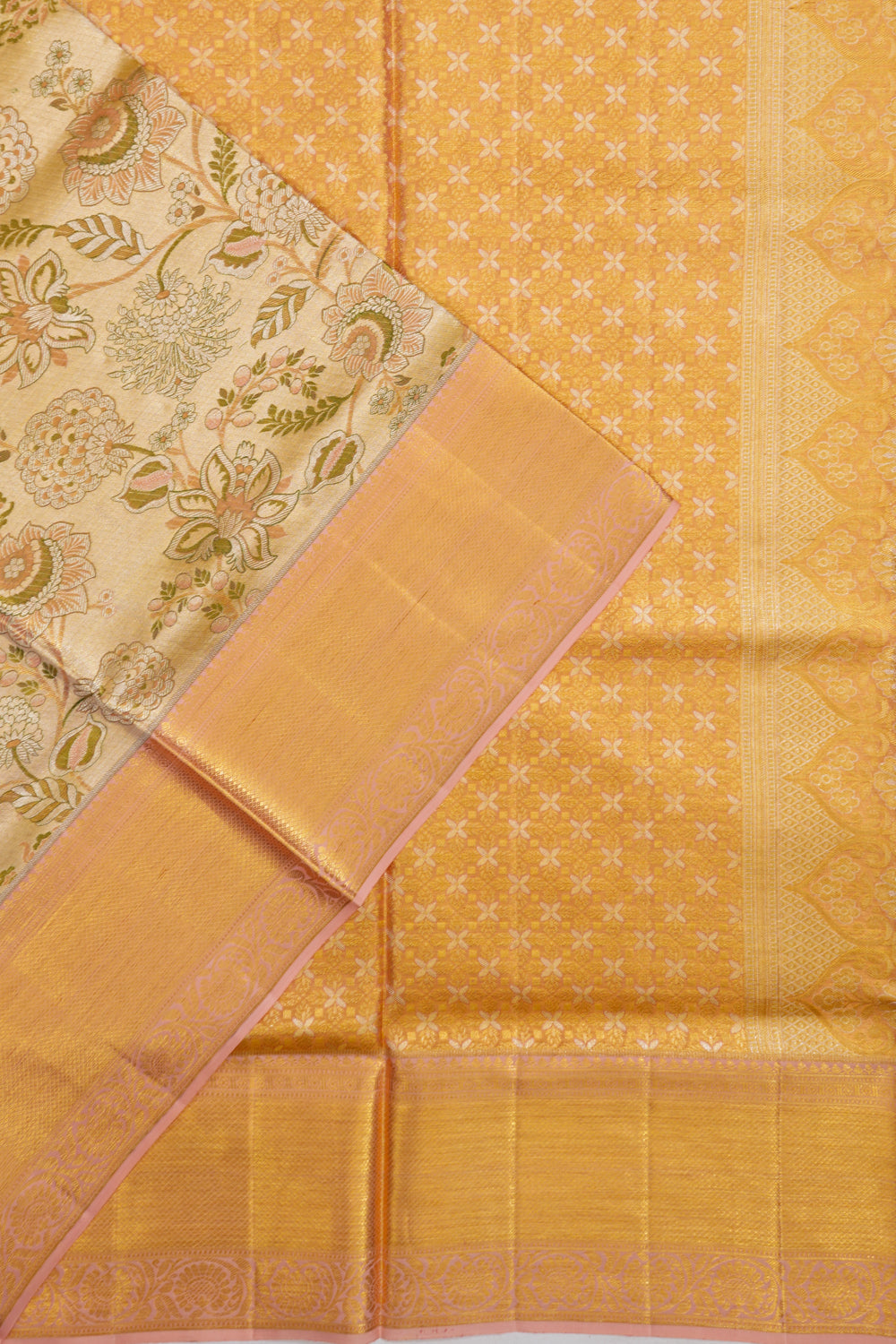 Kanchipuram Silk Tissue Brocade Gold Saree