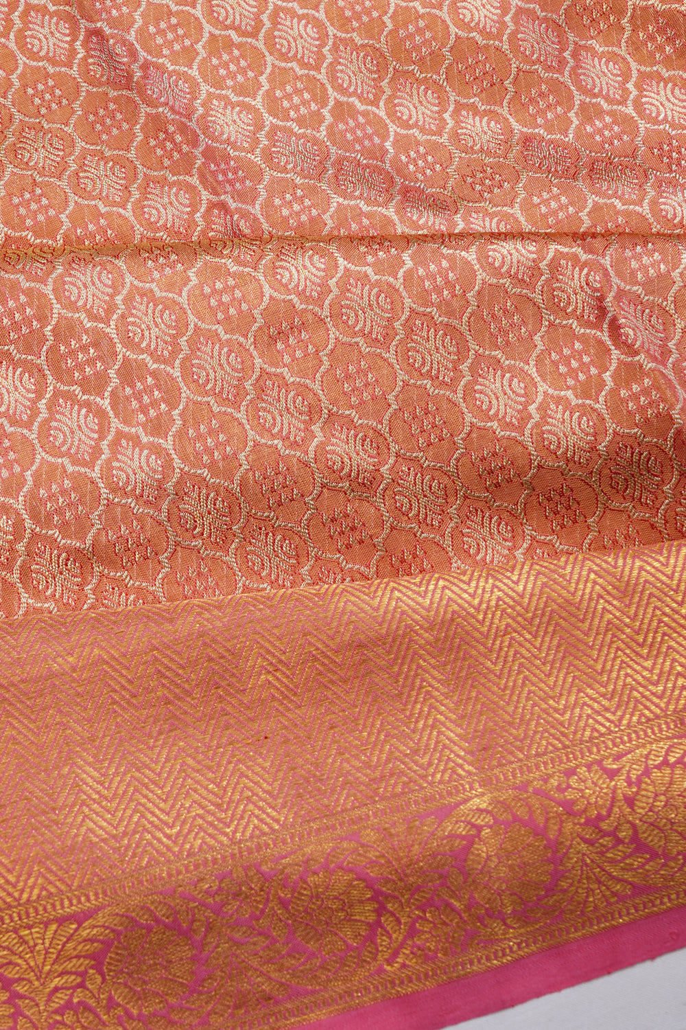Kanchipuram Silk Tissue Brocade Pink Saree