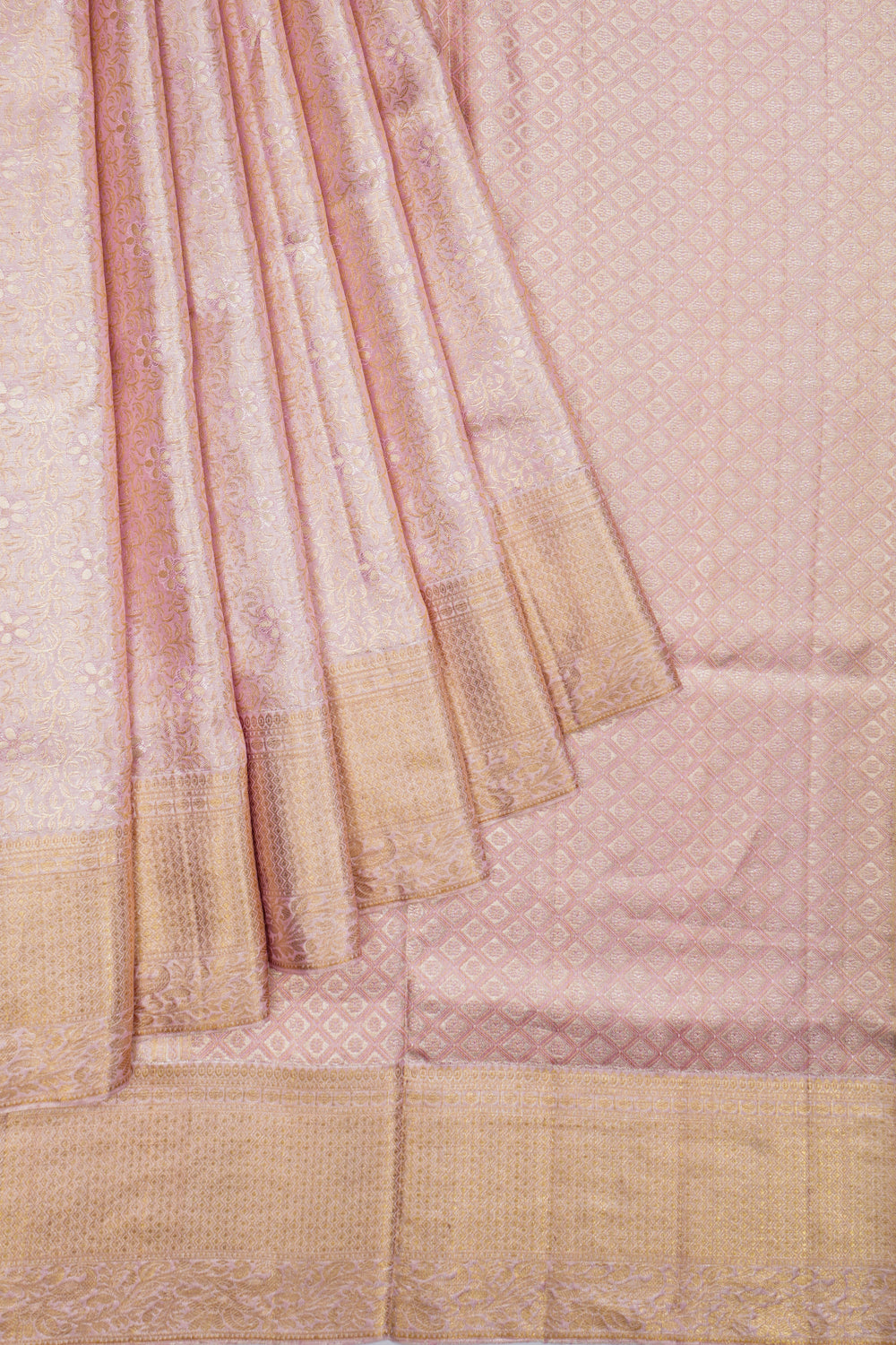 Kanchipuram Silk Tissue Brocade Lavender Saree 1214522889