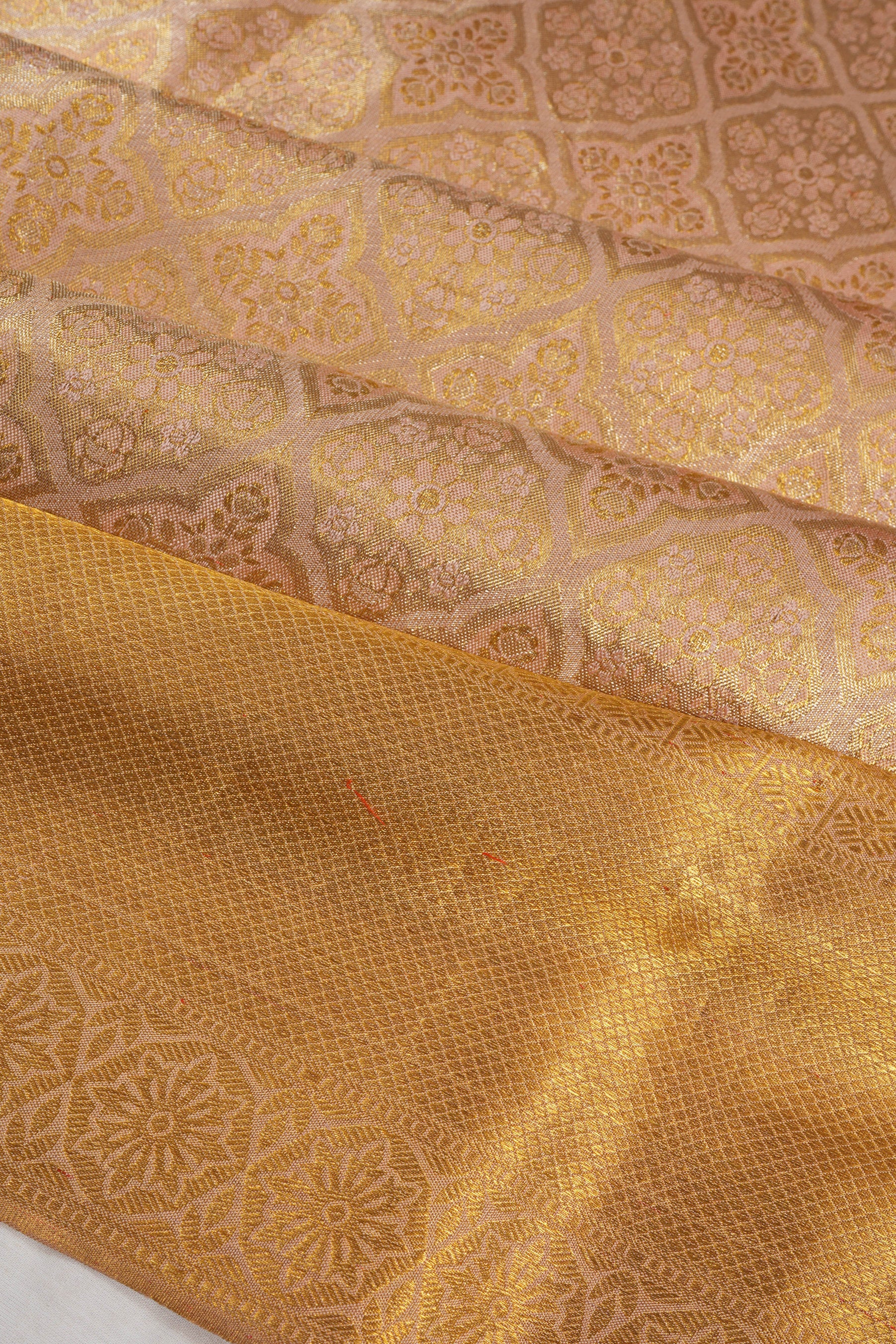 Kanchipuram Silk Tissue Brocade Gold Saree