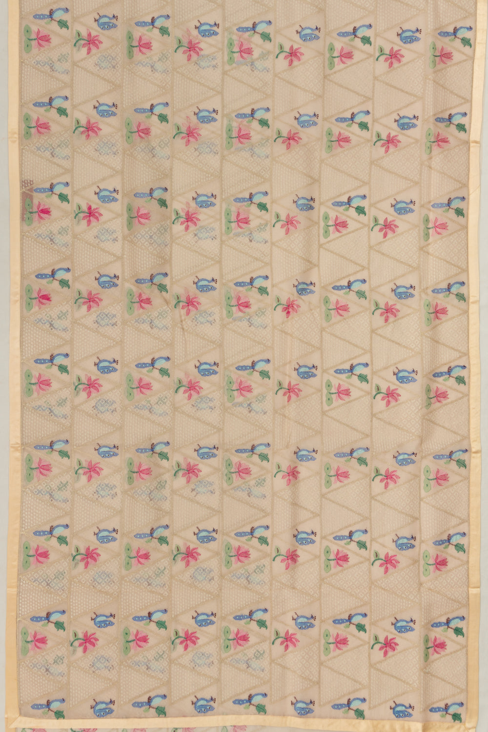 Banarasi Organza Embroidery Brocade Cream Saree