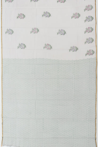 Chanderi Cotton Block Printed Lilac Saree