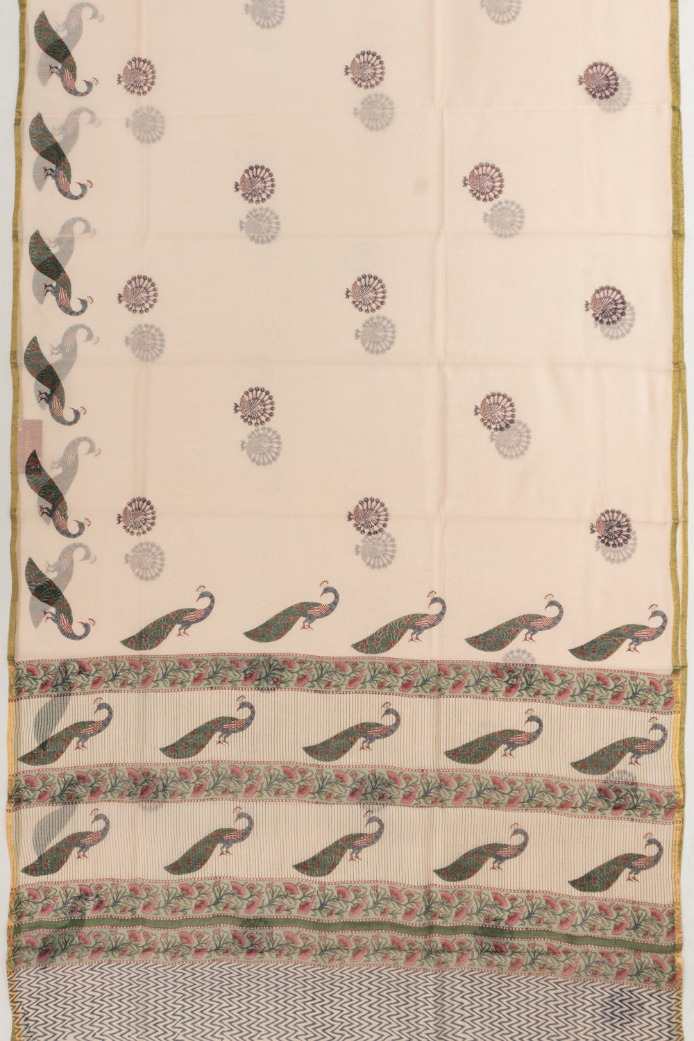 Chanderi Cotton Block Printed Pastel Orange Saree