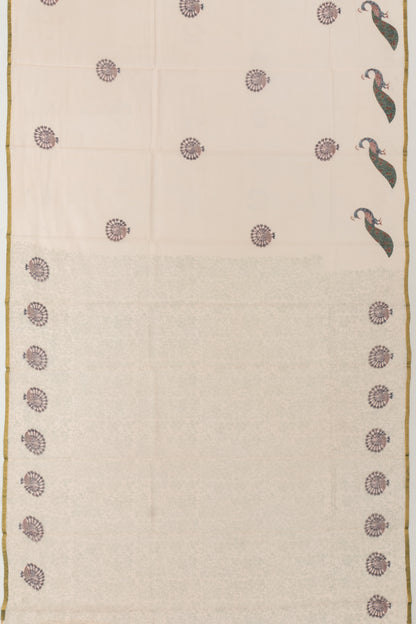 Chanderi Cotton Block Printed Pastel Orange Saree