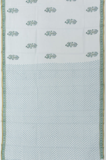 Chanderi Cotton Block Printed Pastel Grey Saree