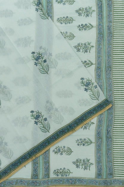 Chanderi Cotton Block Printed Pastel Green Saree