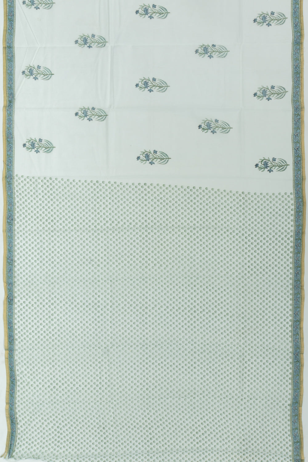 Chanderi Cotton Block Printed Pastel Green Saree