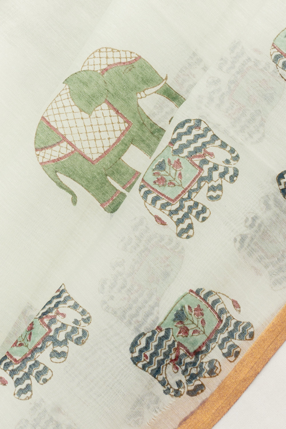 Chanderi Cotton Block Printed Pastel Green Saree