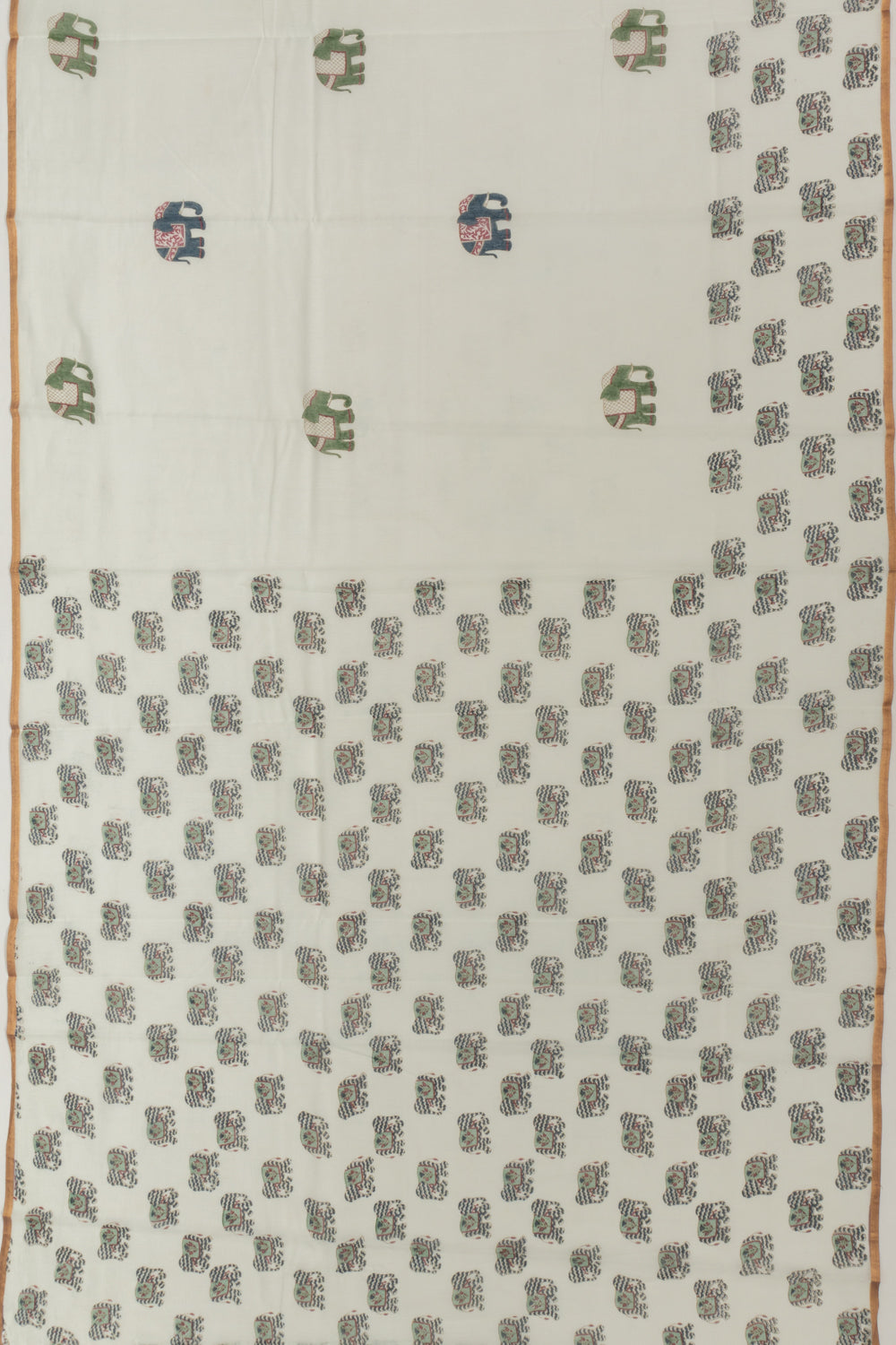 Chanderi Cotton Block Printed Pastel Green Saree