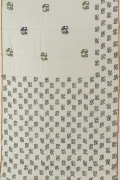 Chanderi Cotton Block Printed Pastel Green Saree