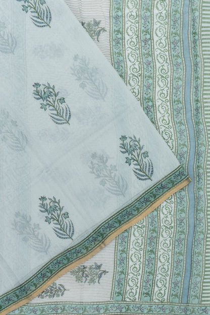 Chanderi Cotton Block Printed Pastel Green Saree