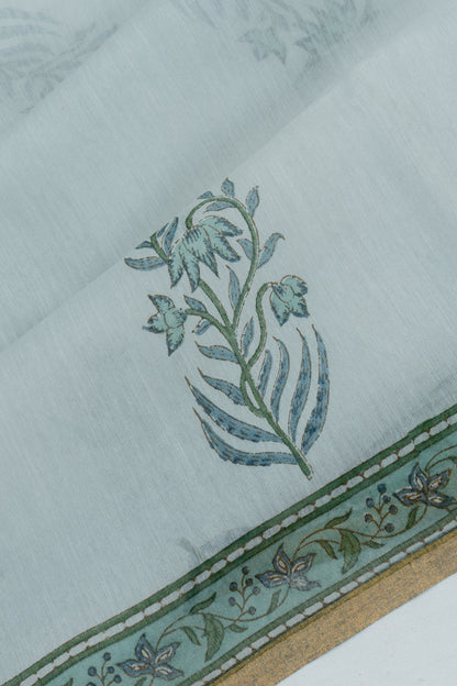 Chanderi Cotton Block Printed Pastel Green Saree