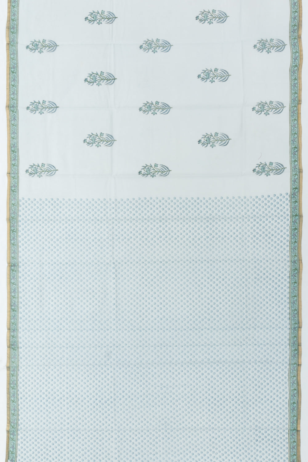 Chanderi Cotton Block Printed Pastel Green Saree