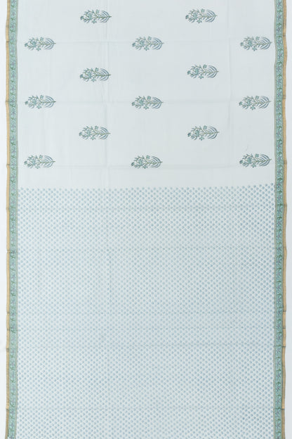 Chanderi Cotton Block Printed Pastel Green Saree