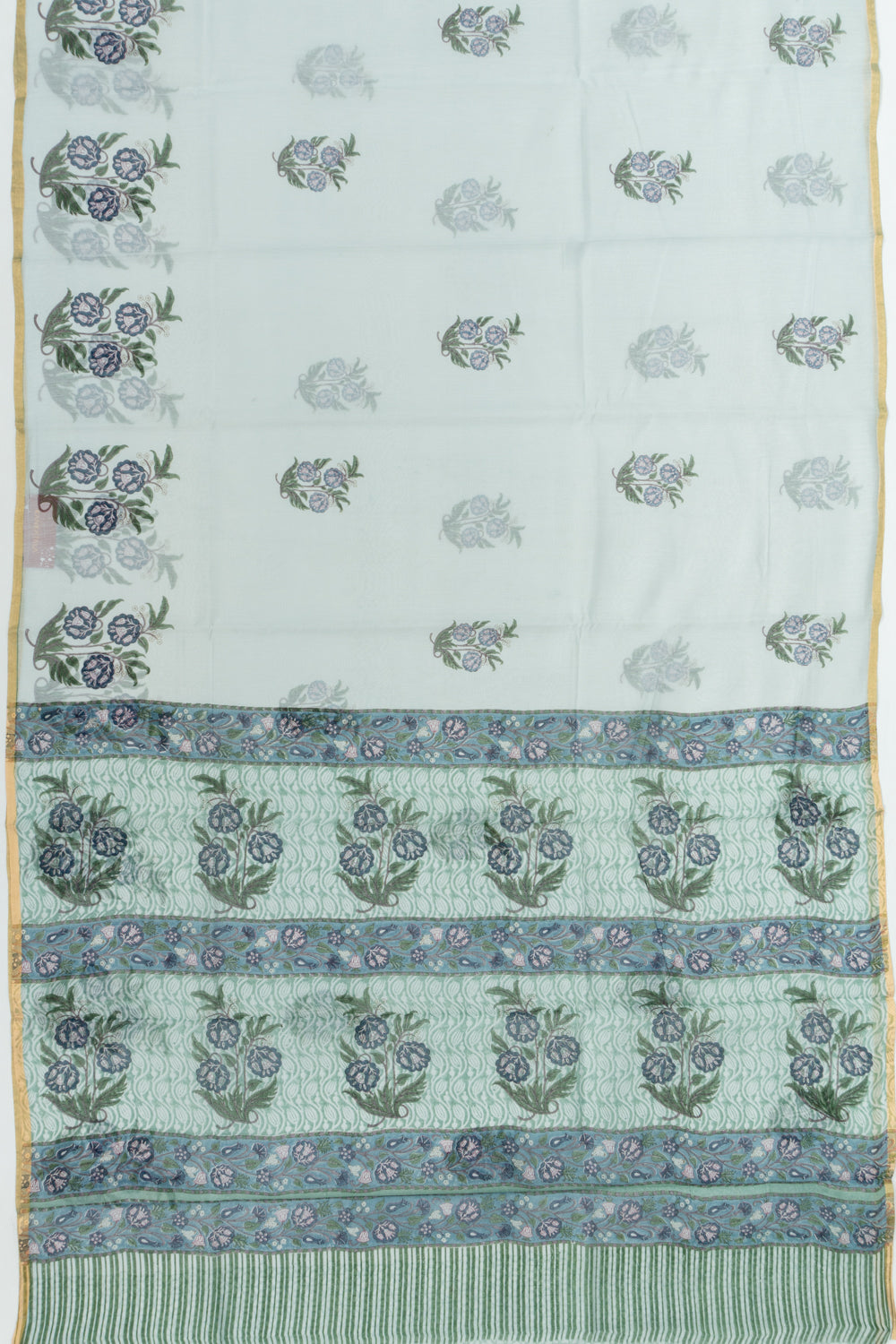 Chanderi Cotton Block Printed Pastel Green Saree