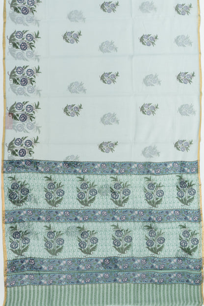 Chanderi Cotton Block Printed Pastel Green Saree
