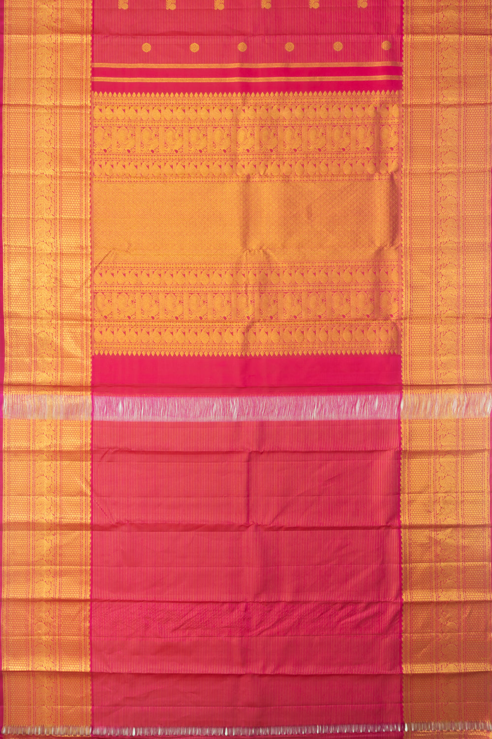 Kanchipuram Silk Oosi Lines And Butta Pink Saree