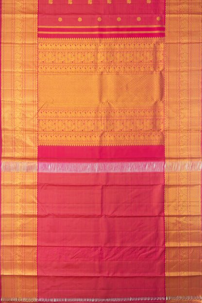 Kanchipuram Silk Oosi Lines And Butta Pink Saree