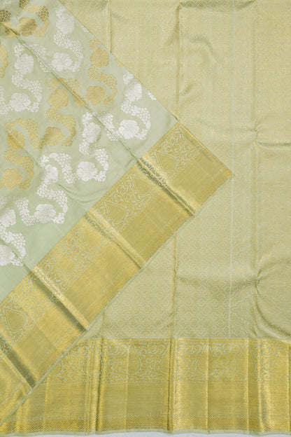 Kanchipuram Silk Brocade Pista Green Saree