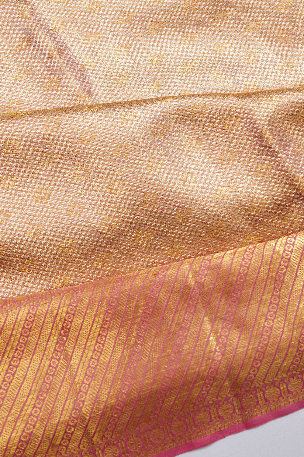 Kanchipuram Silk Tissue Brocade Peach Saree