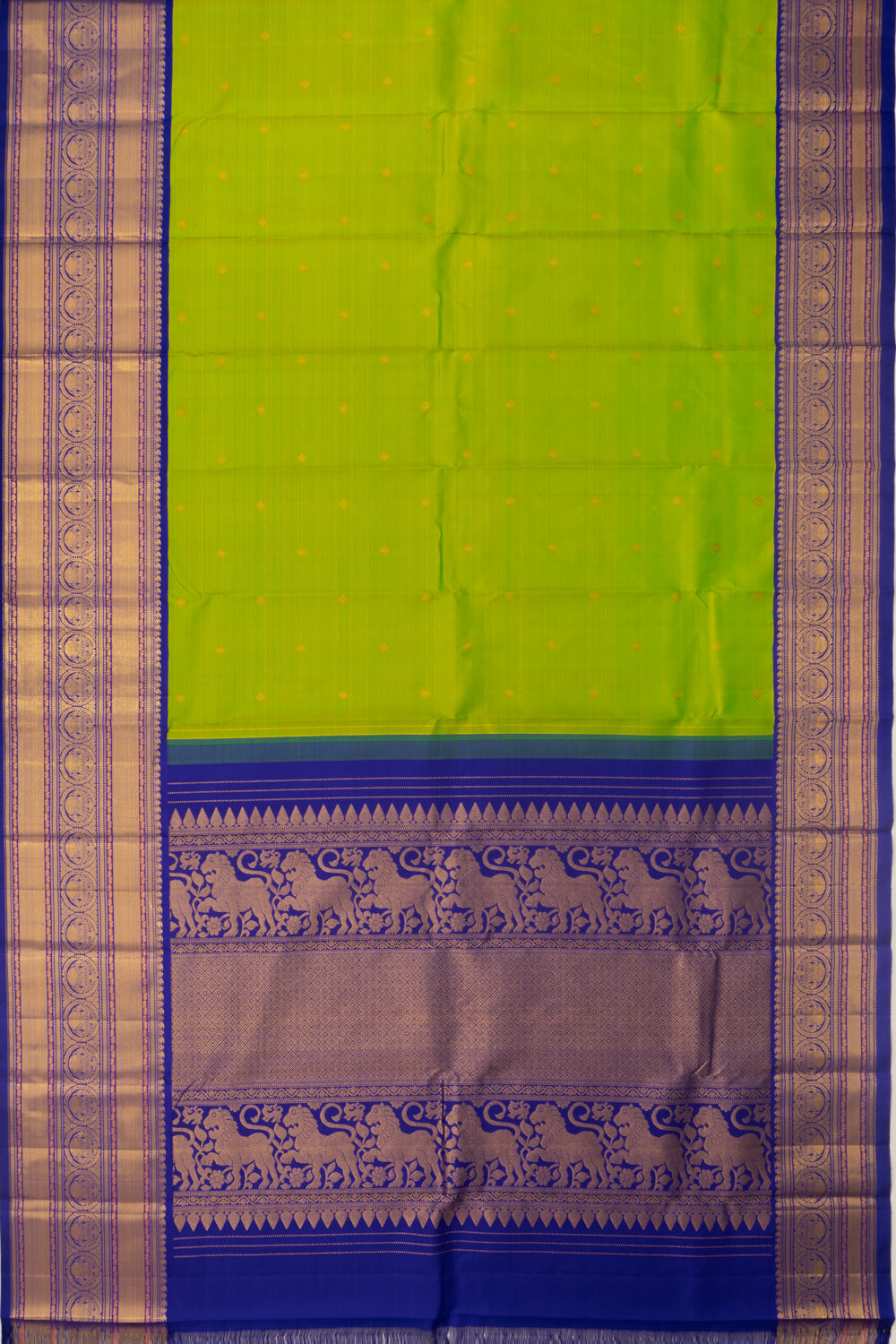 Kanchipuram Silk Butta Parrot Green Saree